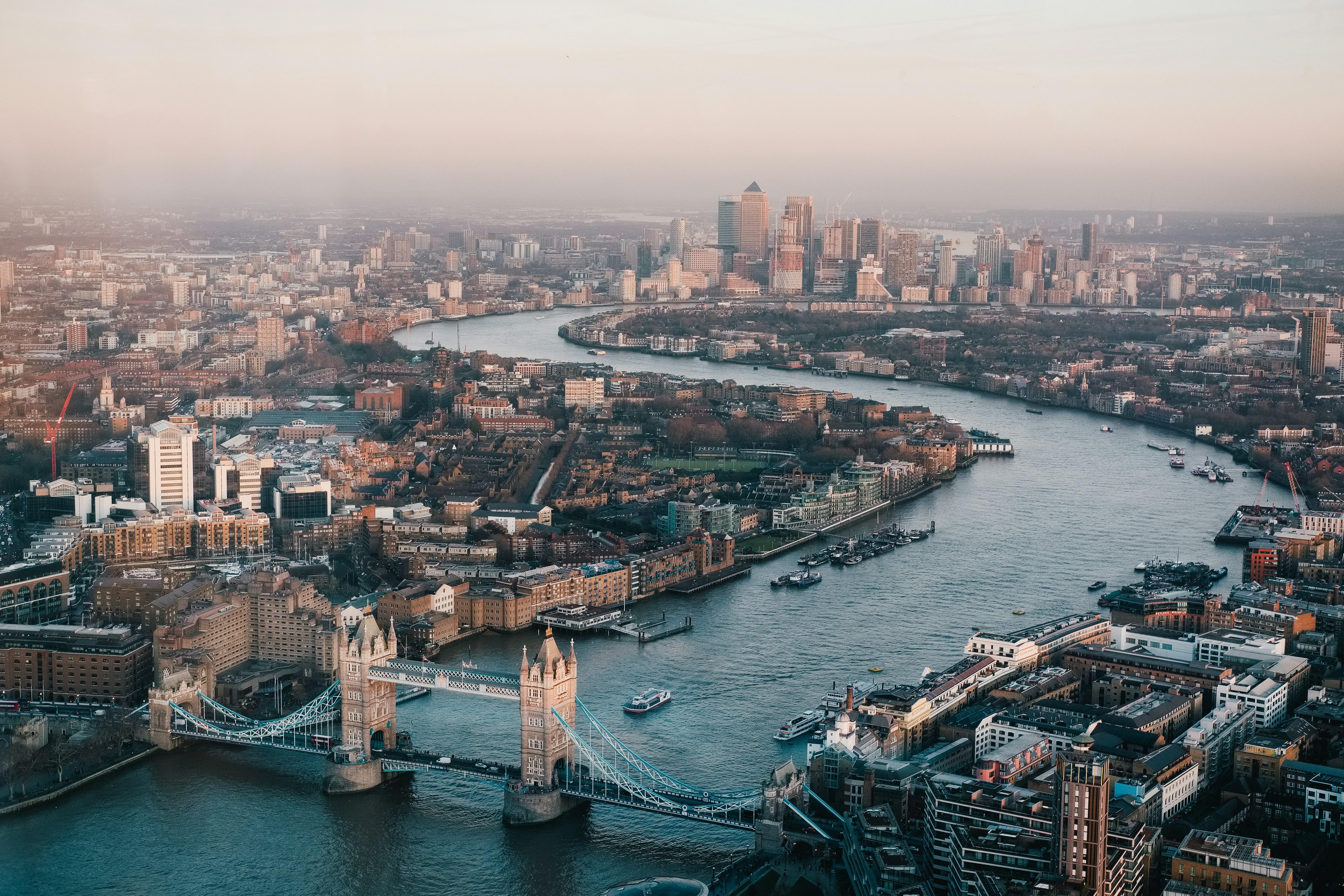 Aerial view of London and the Thames