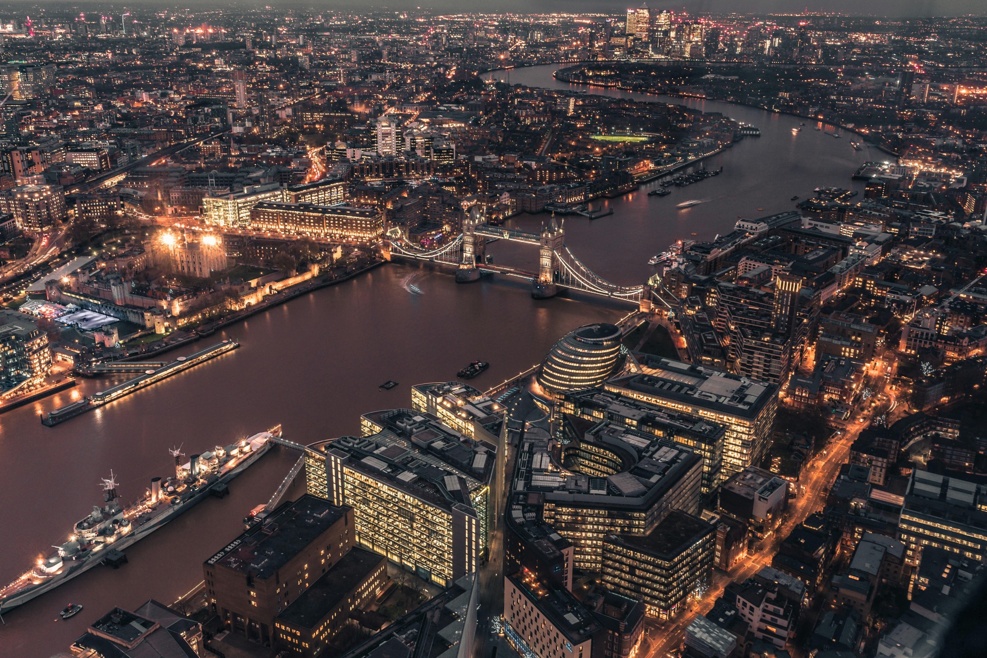 London skyline at dawn